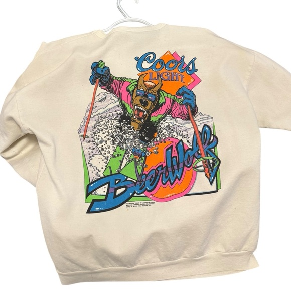 80s/90s Vintage Coors Light Beer Wolf Sweatshirt - Picture 2 of 4